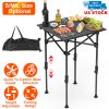Portable Folding With Adjustable Height Rustproof Carbon Steel Foldable Roll-Up Table for Camping / Outdoor Hiking Beach BBQ 55LBS