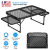 Foldable Camping Cookout Collapsible Aluminum Alloy Grill Stand 88LBS Max Load BBQ Table with 2 Side Trays
