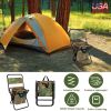Foldable Fishing Chair With Backrest Built-In Cooler Bag Portable Handle Outdoor Lightweight For Camping Hiking Hunting