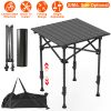 Portable Folding With Adjustable Height Rustproof Carbon Steel Foldable Roll-Up Table for Camping / Outdoor Hiking Beach BBQ 55LBS