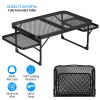 Foldable Camping Cookout Collapsible Aluminum Alloy Grill Stand 88LBS Max Load BBQ Table with 2 Side Trays