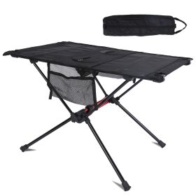 Portable Foldable Camping hiking / Beach Table Aluminum Alloy Frame with 2 Cup Holders 2 Side Pockets & Carry Bag