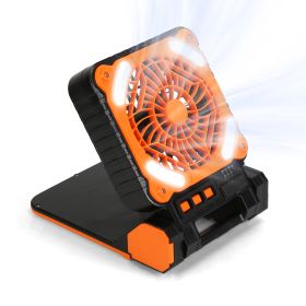 Solar Camping Fan With LED Lantern 5200mAh Rechargeable Battery Operated Portable with Emergency Power Bank 4 Wind Speeds 3 Light Modes 3 Timers