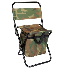 Foldable Fishing Chair With Backrest Built-In Cooler Bag Portable Handle Outdoor Lightweight For Camping Hiking Hunting