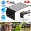 Hanging Storage Net for 35.43x23.62 Under Table Folding Net Bag Tear-Resistant with 3 Side Pockets 4 Corner Clips for Camping / Outdoor Hiking Fishing