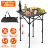Portable Folding With Adjustable Height Rustproof Carbon Steel Foldable Roll-Up Table for Camping / Outdoor Hiking Beach BBQ 55LBS