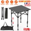 Portable Folding With Adjustable Height Rustproof Carbon Steel Foldable Roll-Up Table for Camping / Outdoor Hiking Beach BBQ 55LBS