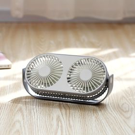 1pc USB Desk, 3 Speeds Portable Personal Desktop Table, Double Head And Double Leaf Fan For Camping, Indoor; Bedroom And Home Office Use