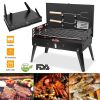 Portable 16.7x10x17.7in Charcoal Grill Foldable BBQ Suitcase Grill Shelf For Outdoor Camping Picnics Garden Grilling
