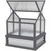 Gray Raised Garden Flower Bed Kit with Greenhouse, Wooden Cold Frame Planter, 35.5" x 31.5" x 36",