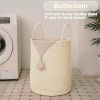 Large Woven Laundry Basket Hamper,60L Cotton Rope Storage Bin for Blankets,Toys and Clothes,Decorative Tall Nursery Hamper for Living Room