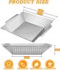 Stainless Steel Outdoor 13.4 Inch Cooking Grill Basket, for Vegetable & Fish Grilling Tray with Handle