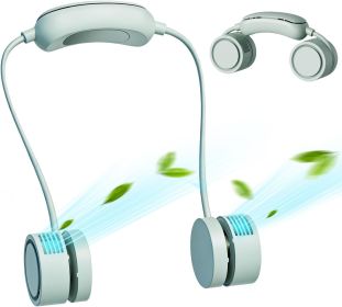 Super Quite, Wearable, Personal, Portable Bladeless Neck Fans, 3 Speeds, Upgraded Cooling System, USB Rechargeable w/2000mAh Battery,