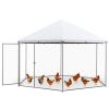 Hexagonal 13FT Large Metal Pet Cage & Chicken Coop with Wire Mesh and Lockable Door