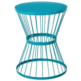 Blue Hourglass Design 16" Steel Patio Garden Accent Side End Table for Outdoor Tent and Indoor