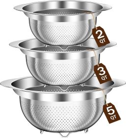 Stainless Steel Colander Strainer for Kitchen, Pasta Strainer for Spaghetti Fruit Vegetable Cooking Food