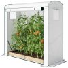 Portable White Mini Greenhouse with Roll-Up Door and 2 Mesh Windows, PE Cover, 78.7" x 29.5" x 74",