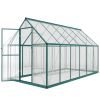 Dark Green 11x6 ft Polycarbonate with Swing Door and Two Adjustable Roof Vents, Aluminum Walk-in Greenhouse,