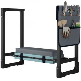 Heavy Duty Foldable Outdoor Kneeler/ Seat, Gardening Stool with Thicker Soft Kneeling Pad, Extendable Steel Leg