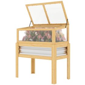Elevated Raised Garden Planter Box Bed with Mini Greenhouse, Legs and Bed Liner for Flowers, Vegetables