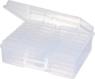 4" x 6" Photo Organizers and Photo Storage Box with Handle, 16 Inner Photo Cases, Portable Picture Organizers Photo Storage Containers (Clear)