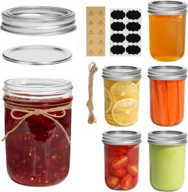 Small 8 oz 6Pcs, Half Pint Regular Mouth Mason Jar with Lids and Seal Bands, Glass Canning Jars for Jam, Jelly, Spice, Meal Prep, Honey
