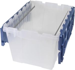 12 Gallon Storage Container, Nesting and Stackable Plastic Storage Box with Lid Attached and Rails for Letter Size Hanging File Folders