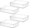 Large 4PC Clear Plastic, Pantry Organizers and Storage Bin Containers Fridge Camping