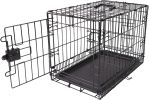 Black Foldable Metal Wire Pet Crate with Removable Tray, Single Door, Divider Panel, Quick Setup, 30 x 19 x 21 in