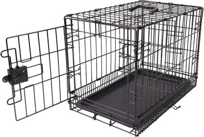 Black Foldable Metal Wire Pet Crate with Removable Tray, Single Door, Divider Panel, Quick Setup, 30 x 19 x 21 in