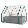 Clear & Dark Gray, 4 x 3 x 3ft Raised Garden Bed with Mini Greenhouse, Galvanized Raised Garden Bed with Cover,