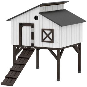 Elevated Leg Chicken, Hen, Rabbit Hutch, Coop/ House with Nesting Box, with Ramp, Asphalt Openable Roof