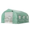 Green 10'x11'x6' Walk-in Tunnel Greenhouse with Shelves, Mesh Door and Windows, Plant Hot House with PE Cover,