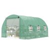 Green, Walk-in 10'x11'x6' Tunnel, Hoop House Greenhouse with Shelves, Mesh Door and Windows, with PE Cover,