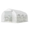 White Walk-in Tunnel 10'x11'x6' Greenhouse with Shelves, Mesh Door and Windows, Plant Hot House with PE Cover,