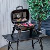 14" Portable Charcoal, Tabletop Outdoor Small Grill with Heat Preservation Net, Venting System, Foldable Legs