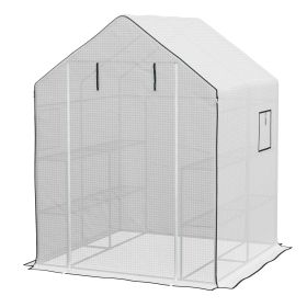 White 01-0472 Replacement Cover, 55" x 56.25" x 74.75" Walk-in Greenhouse Cover Reinforced Anti-Tear PE Hot House Cover,