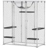 Galvanized Steel Outdoor Catio Cat Enclosure, Walk-in Cage with Waterproof Cover, 5 Adjustable Platforms, Hammock