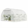 White, 10'x11'x6' Walk-in Tunnel with Shelves, Mesh Door and Windows, Hoop House Greenhouse with PE Cover,