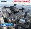 The E88 PRO drone is equipped with a 4.91-inch screen controller, an SD card, 2 batteries, a brushless motor, optical flow positioning