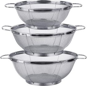 Stainless Steel Mesh Strainer, 3 Pack 18/8 Colander Sieves(5-Quart, 4-Quart and 3-Quart),
