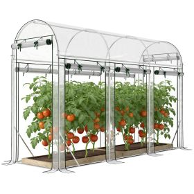 Clear Walk-in Tunnel, Hoop House Greenhouse with 8 Roll-Up Doors, 10' x 3' x 6.5',