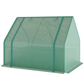 Green & Dark Gray Raised 4 x 3 x 3ft Garden Bed with Mini Greenhouse, Galvanized with Cover,