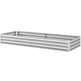 Silver 95" x 36" x 12" Galvanized Raised Garden Bed, Easy DIY and Cleaning for Growing Flowers, Herbs, Succulents,
