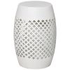 White 12" Steel Outdoor Side Table, Round Hollow Drum Patio End Table, Accent Table for Indoor and Outdoor,