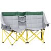 Oversized Loveseat Style, Folding Chair with Carry Bag & Cup Holders, for Outdoor, Lawn, Camping, Beach, Hiking, Travel, Green & Gray