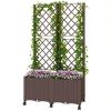 Brown, Planter Box with Trellis, Self Watering Raised Garden Bed with Lockable Wheels and Drainage Holes,