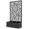 Black, Metal Outdoor Privacy Screen with Raised Garden Bed, Privacy Panel and Planter Box, Wall-Mounted or Freestanding,