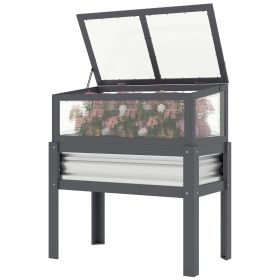 Mini Elevated Raised Garden Planter box/ Bed with Flip-Up Greenhouse, with Legs and Bed Liner for Flowers, Vegetables