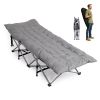 Gray Folding Sleeping Bed Cot with Soft Pad, Adult /Teen Portable, for Camping Home Office Nap Beach Travel,